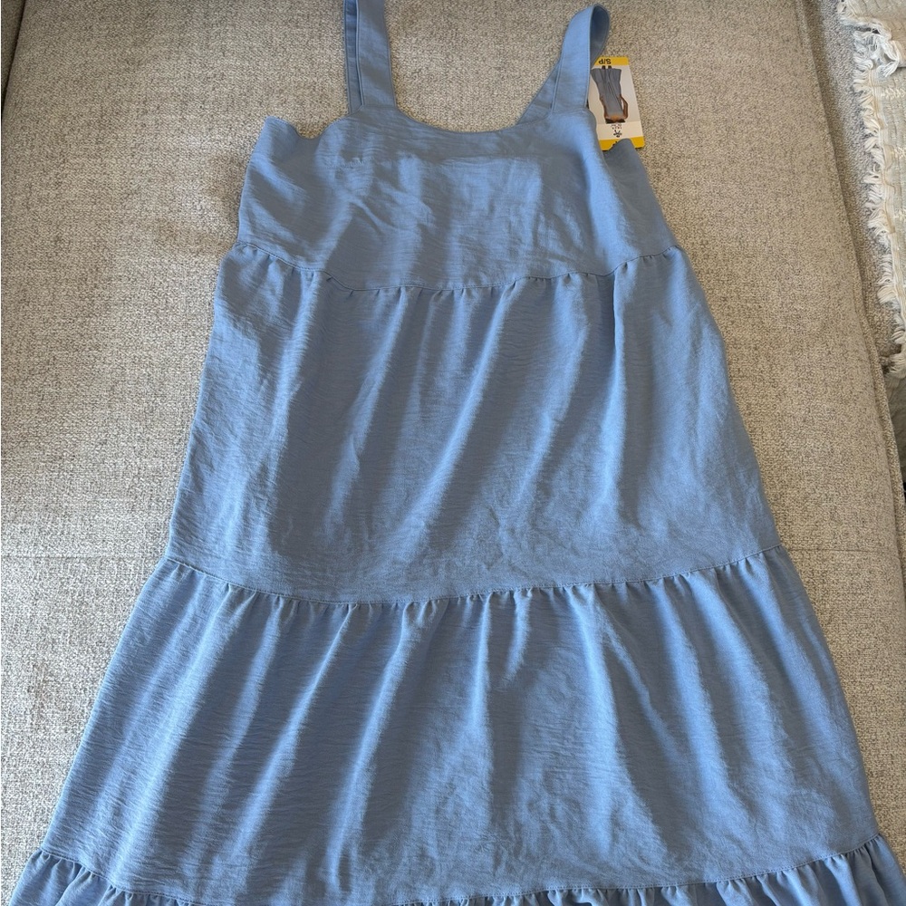 Chic Blue Tiered Kids Dress